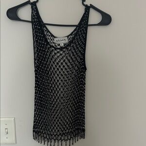 Vintage 90s Black Beaded Women's Top